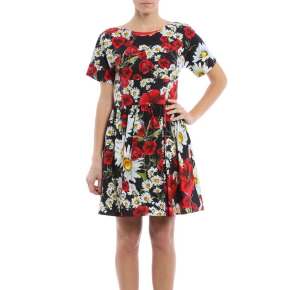 NWT. DOLCE & GABBANA Floral Print Mini Dress IT42